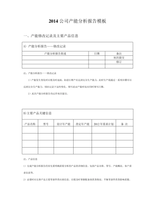 2014公司产能分析报告模板