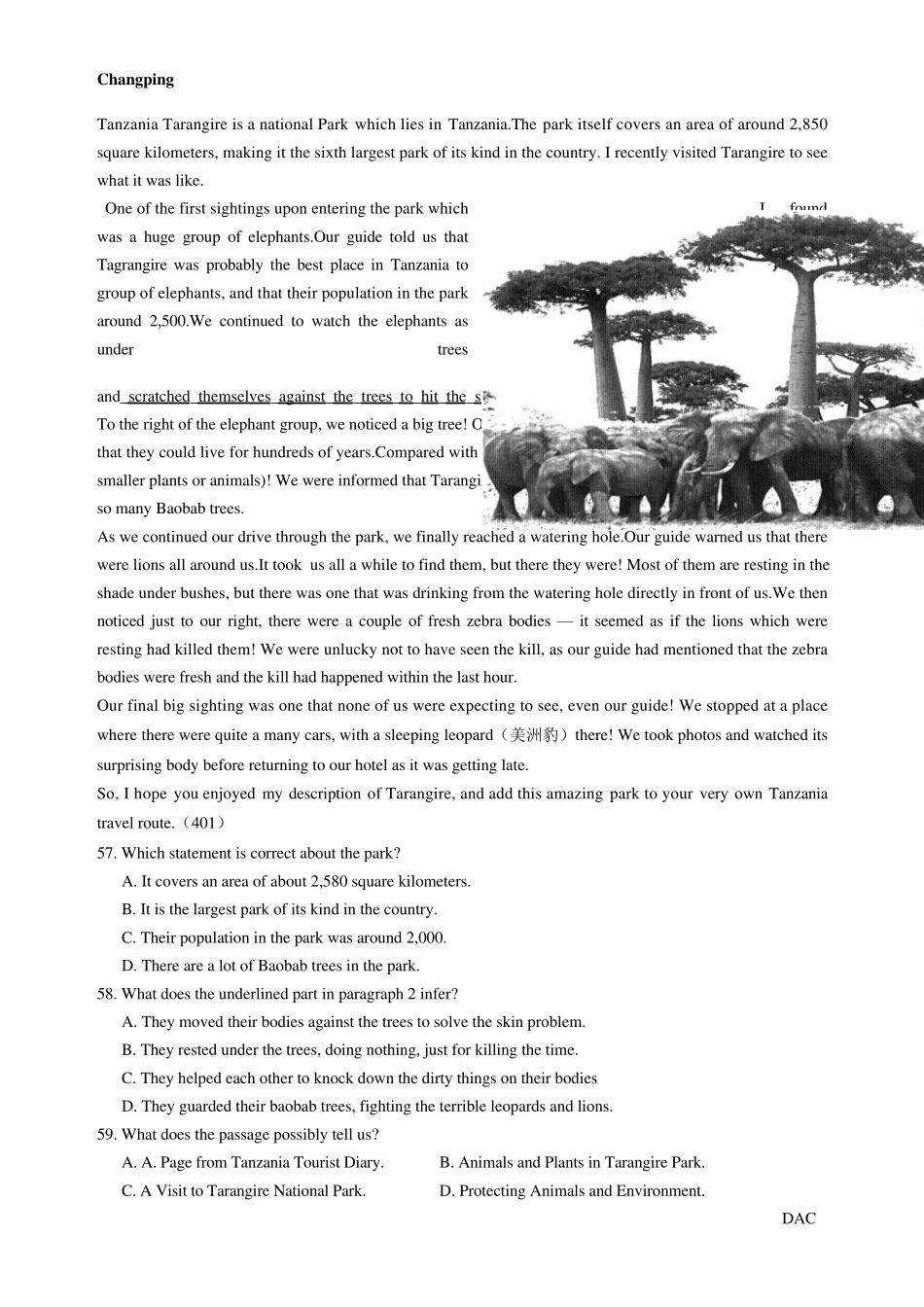 2014北京英语中考二模各区县汇总阅读D篇_第3页