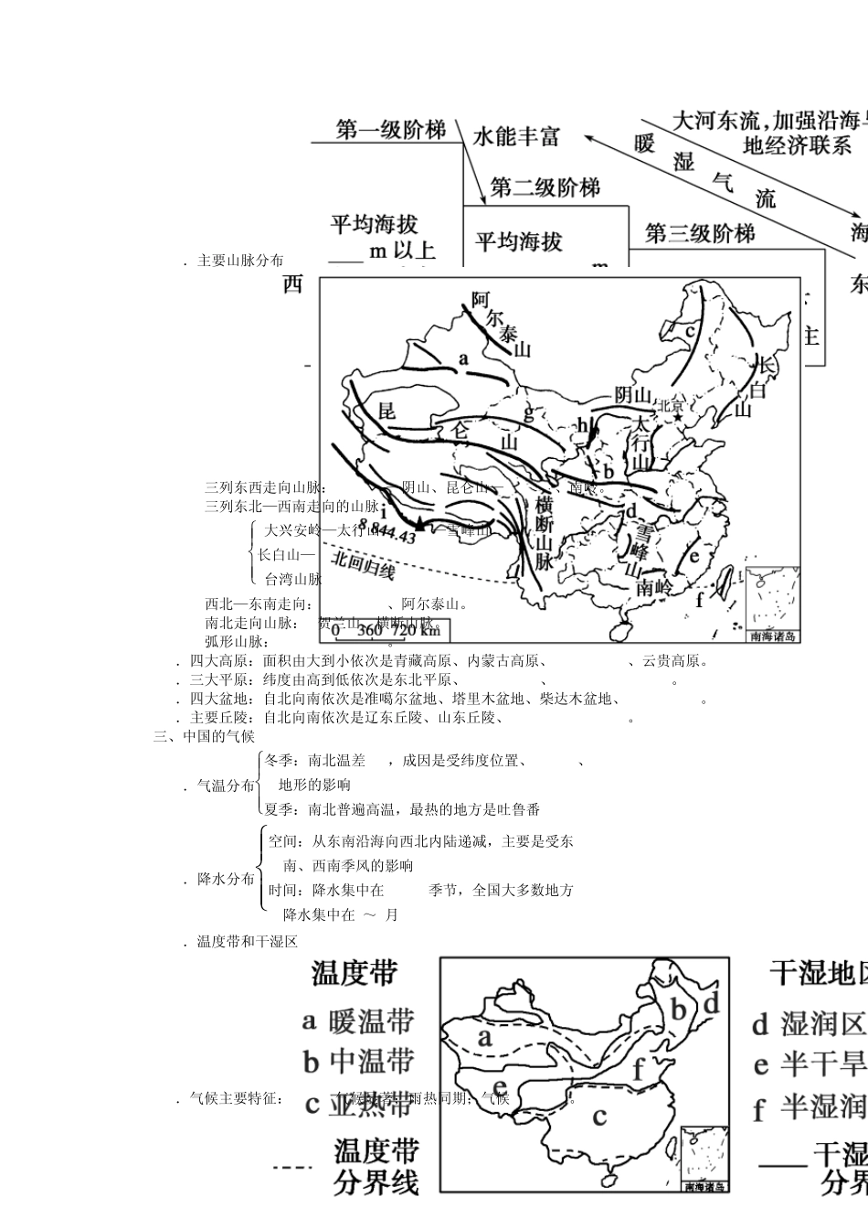 2014届高三地理一轮复习讲练区域地理第三章中国地理第一节中国自然地理(19页)Word版含详解_第2页