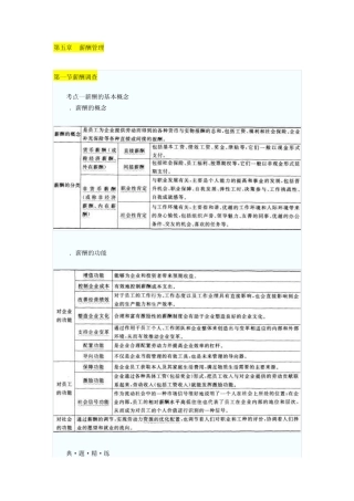 2014年11月人力资源管理师二级第五章薪酬管理考点分析