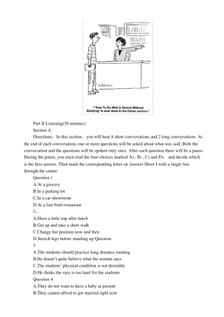 2014年12月全国大学英语六级考试真题及答案(第二套)
