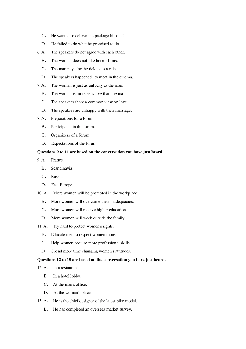 2014年12月大学英语四级考试真题及答案_第2页