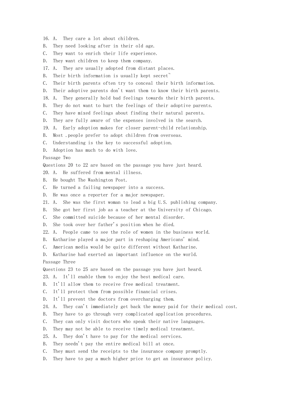 2014年12月英语四级考试真题及答案(第2套)_第3页