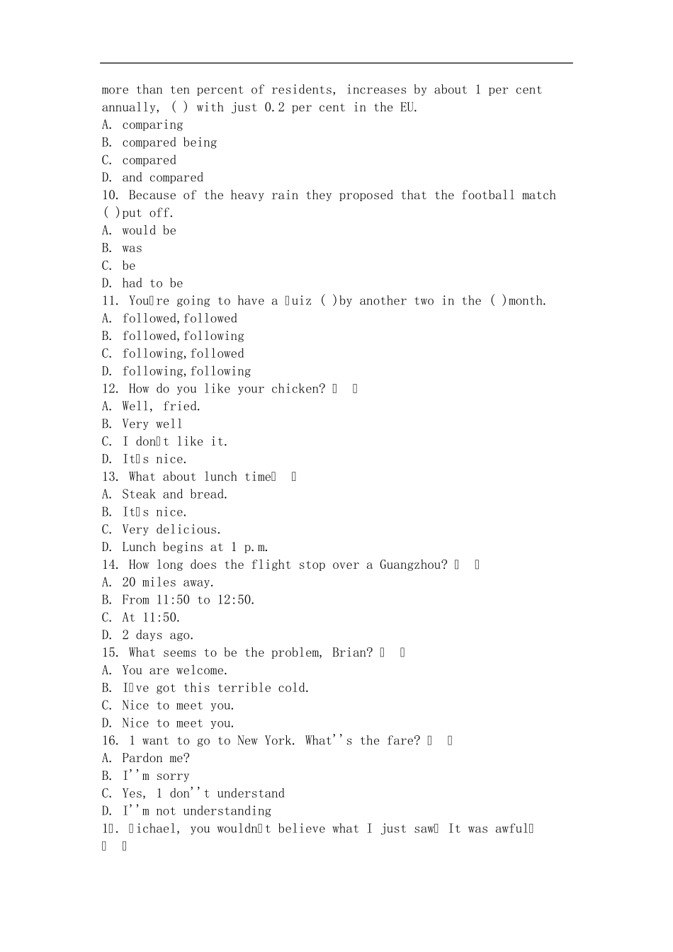 2014年9月份考试大学英语第二次作业答案_第2页