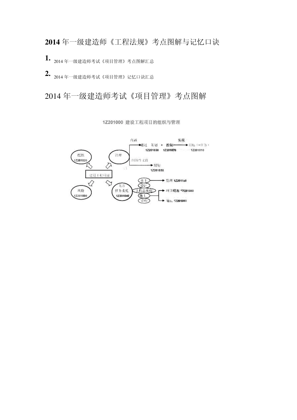 2014年一级建造师《工程法规》考点图解与记忆口诀_第1页