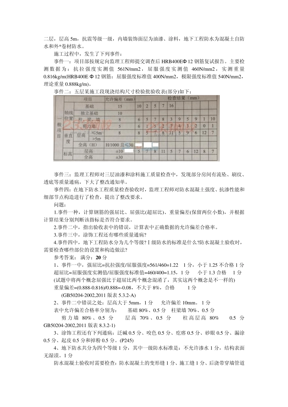 2014年一级建造师案例实务答案+评分标准_第3页