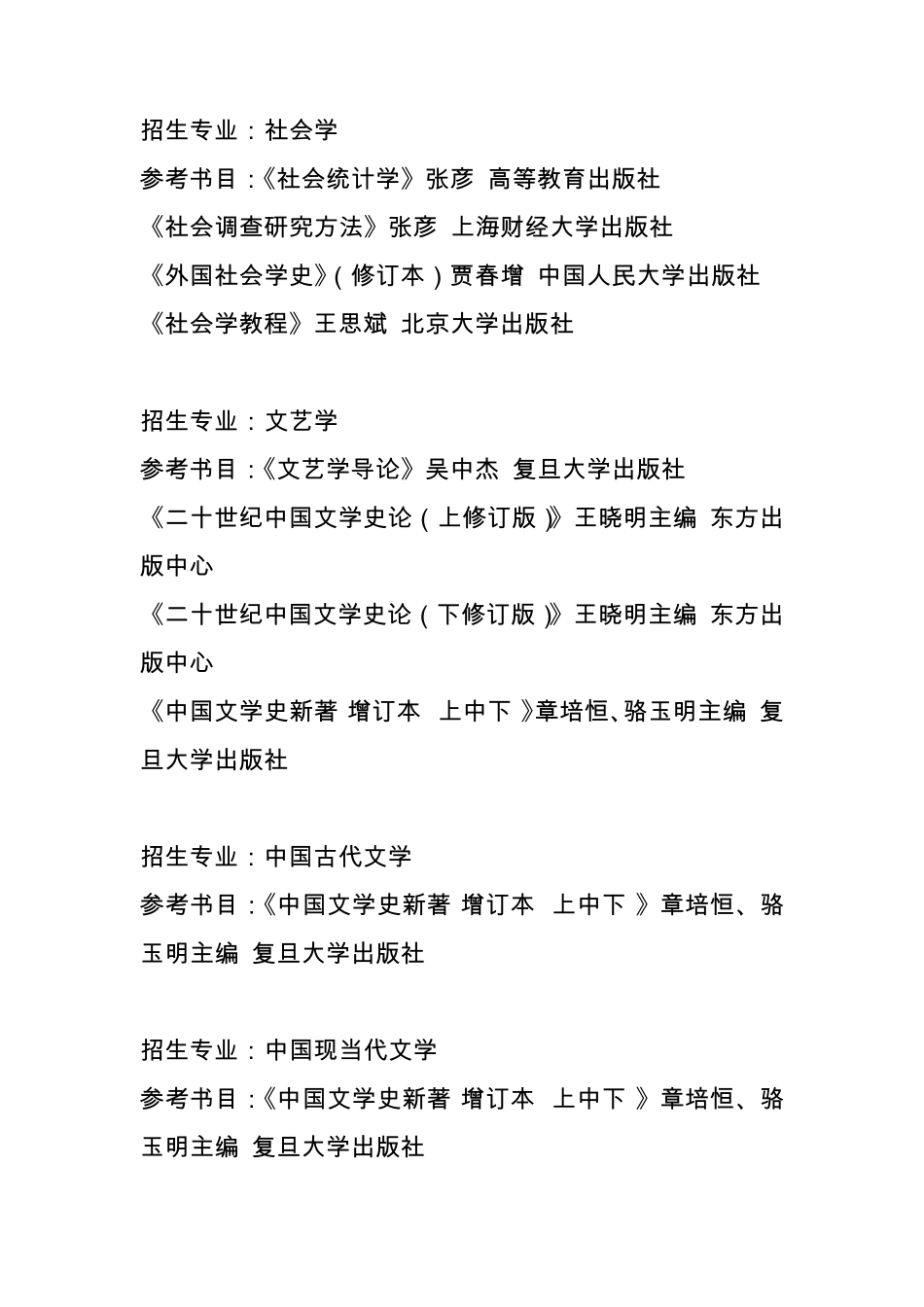 2014年上海财经大学各专业初试参考书目_第2页
