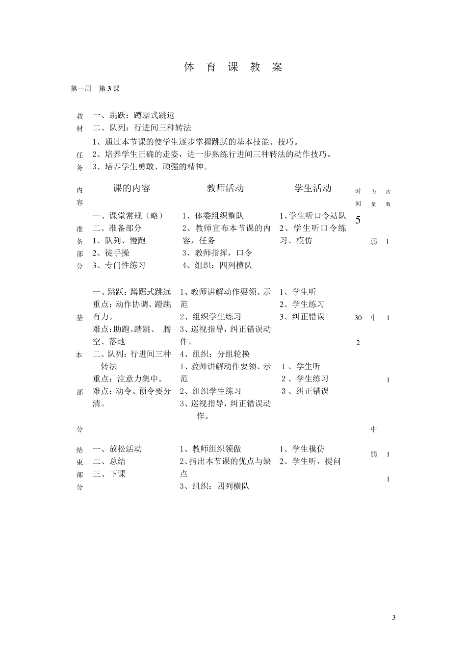 2014年五年级上册体育教案_第3页