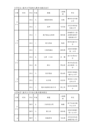 2014年全区中小学信息技术与学科教学整合优秀课例展示观摩评选活动课程表