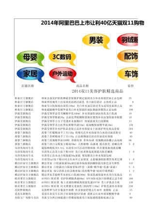 2014年双11天猫让利40亿购物清单