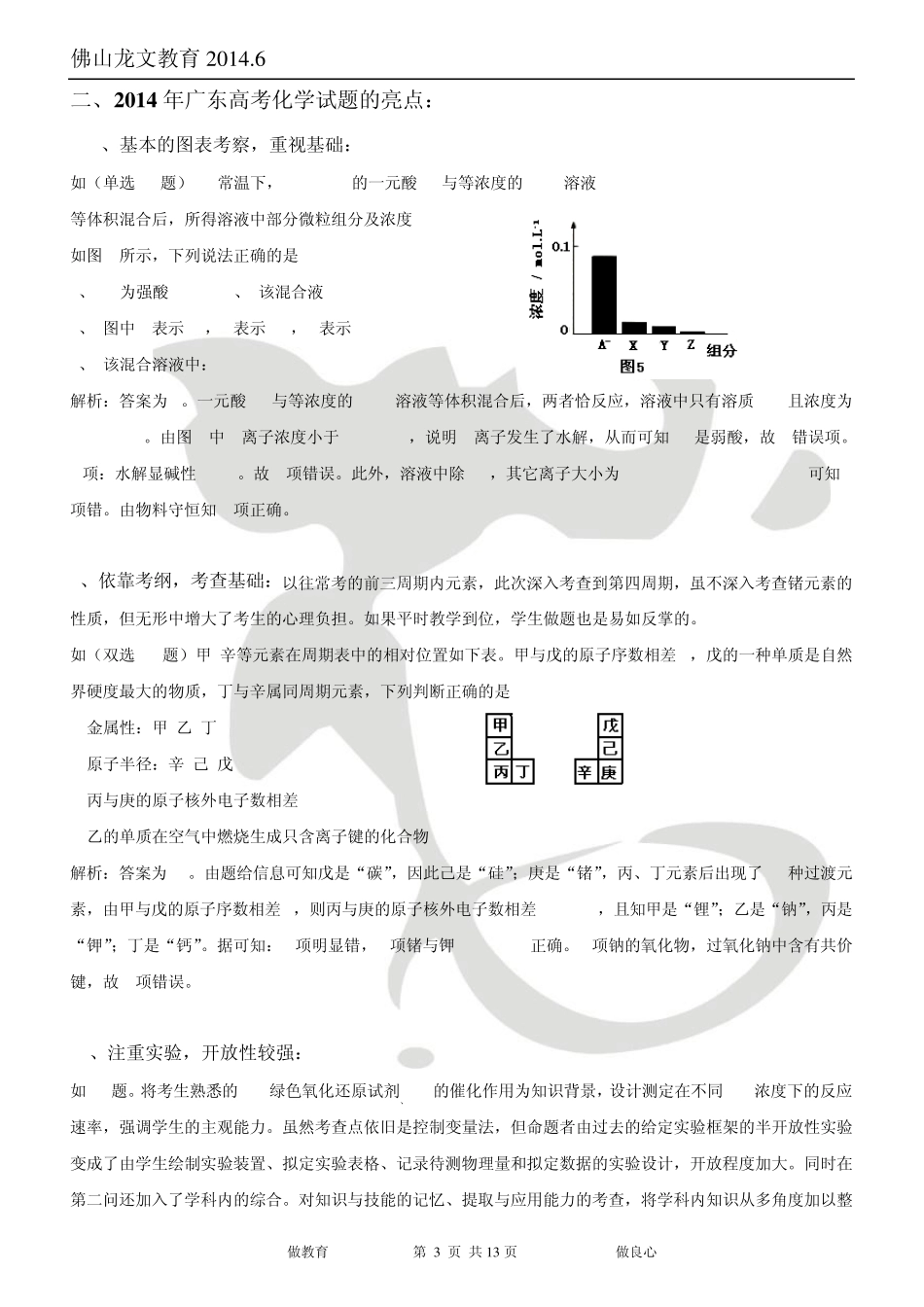 2014年广东高考化学试卷分析以及真题_第3页