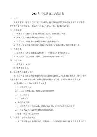 2014年度优秀员工评选标准