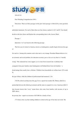 2014年成人英语三级(学士学位英语)真题及答案解析