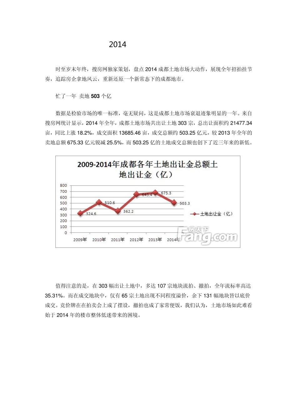 2014年成都土地市场白皮书_第1页