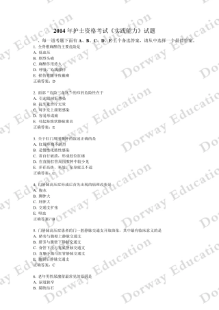 2014年护士资格考试《实践能力》试题
