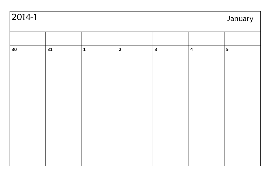 2014年日历(含农历)周日历适合每周记事每周一页WORD版A4纸横版打印版可记事、安排、计划_第1页