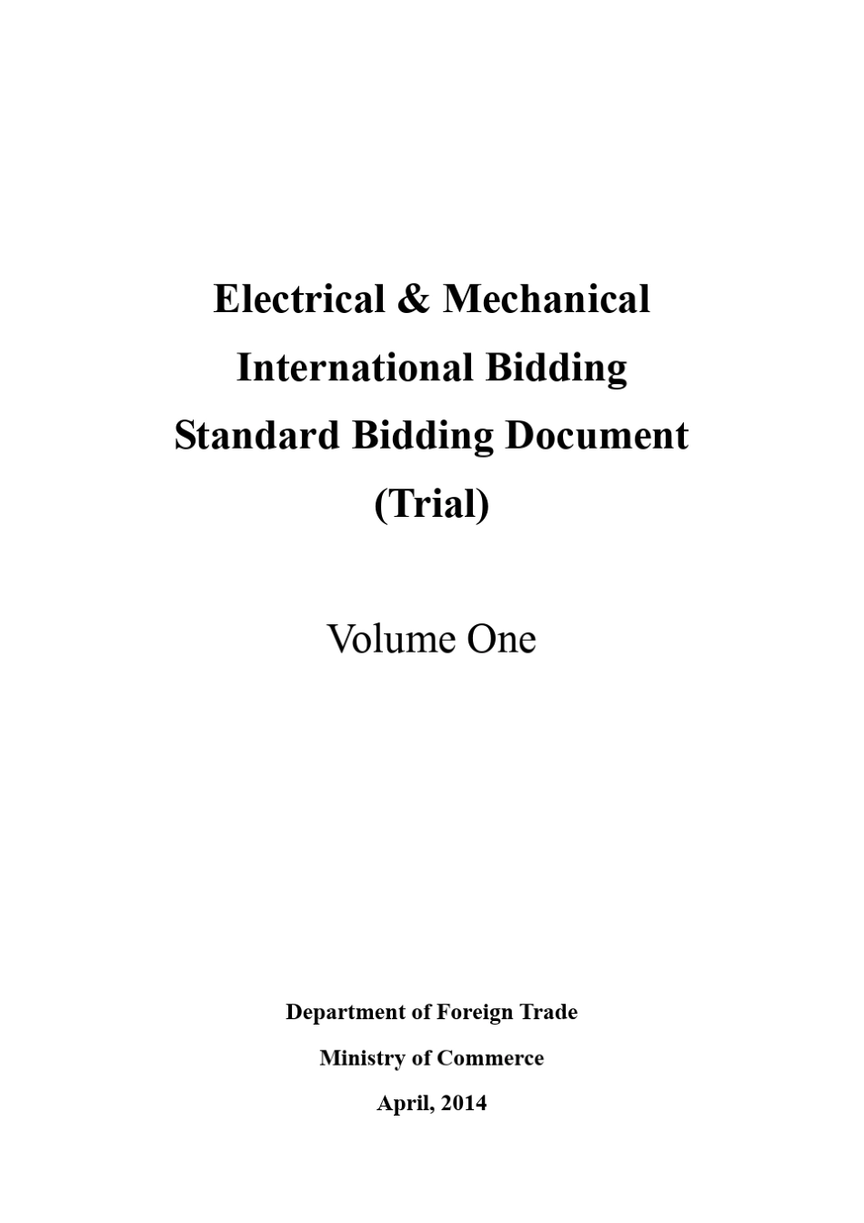 2014年版机电产品国际竞争性招标文件：英文版_第1页