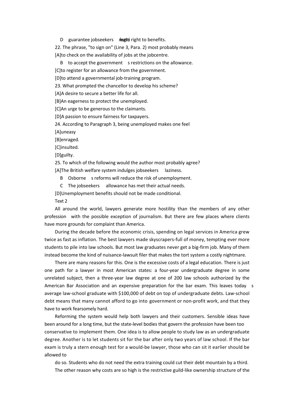 2014年考研英语阅读理解真题译文+题目翻译_第3页