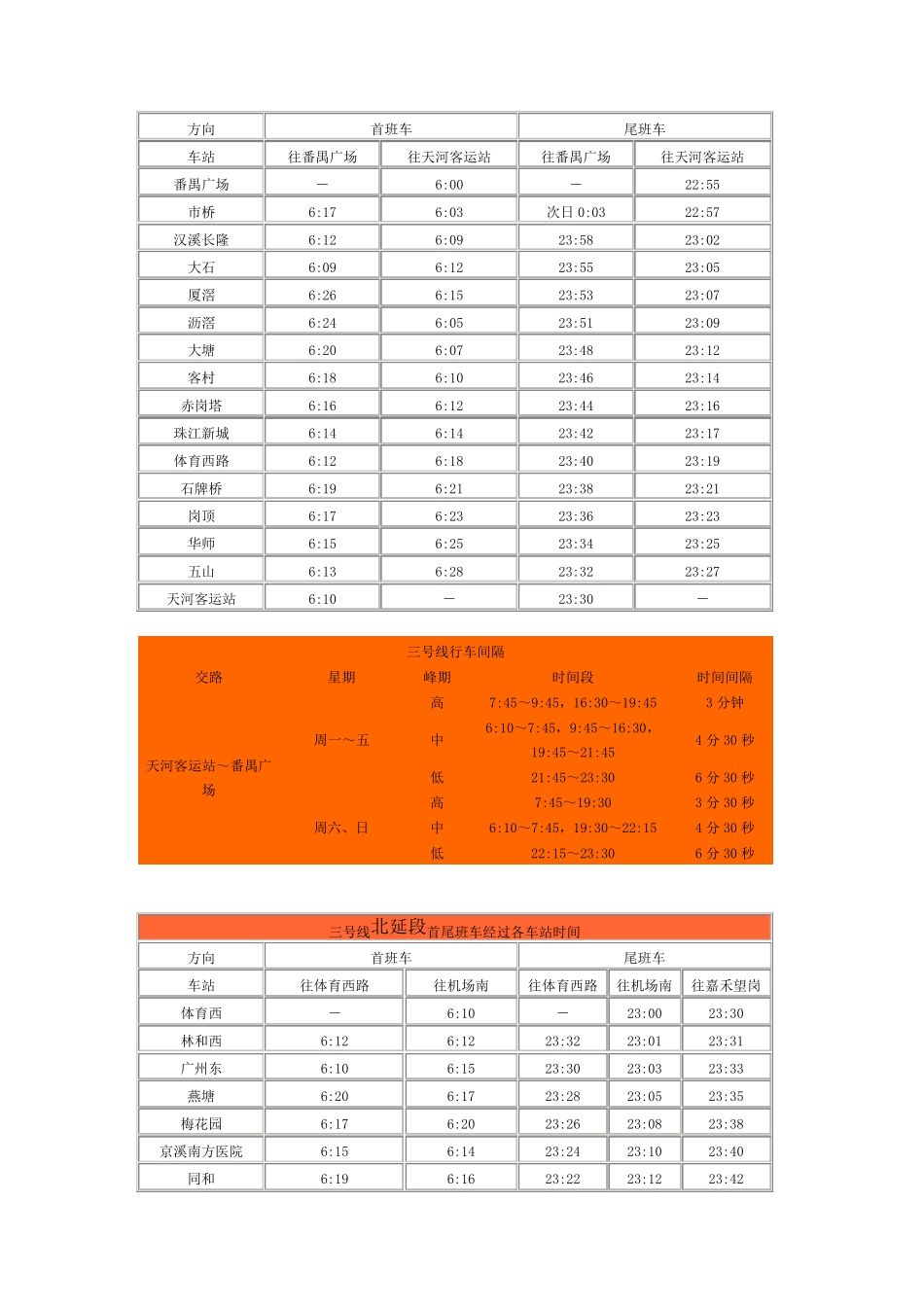 2014广州地铁线路运营时间表(含六号线)_第3页