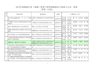 2014煤炭行业优秀工程咨询奖
