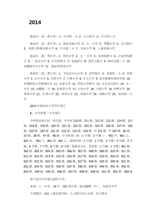 2014版北京海淀学校划片以及对口直升中学
