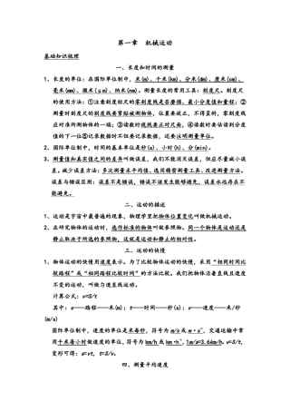 2014特岗物理初中高中知识点