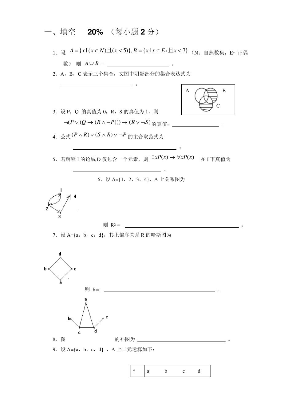 2014离散数学习题集_第1页