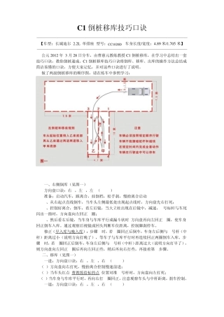 2014科目二C1小车训练最全技巧