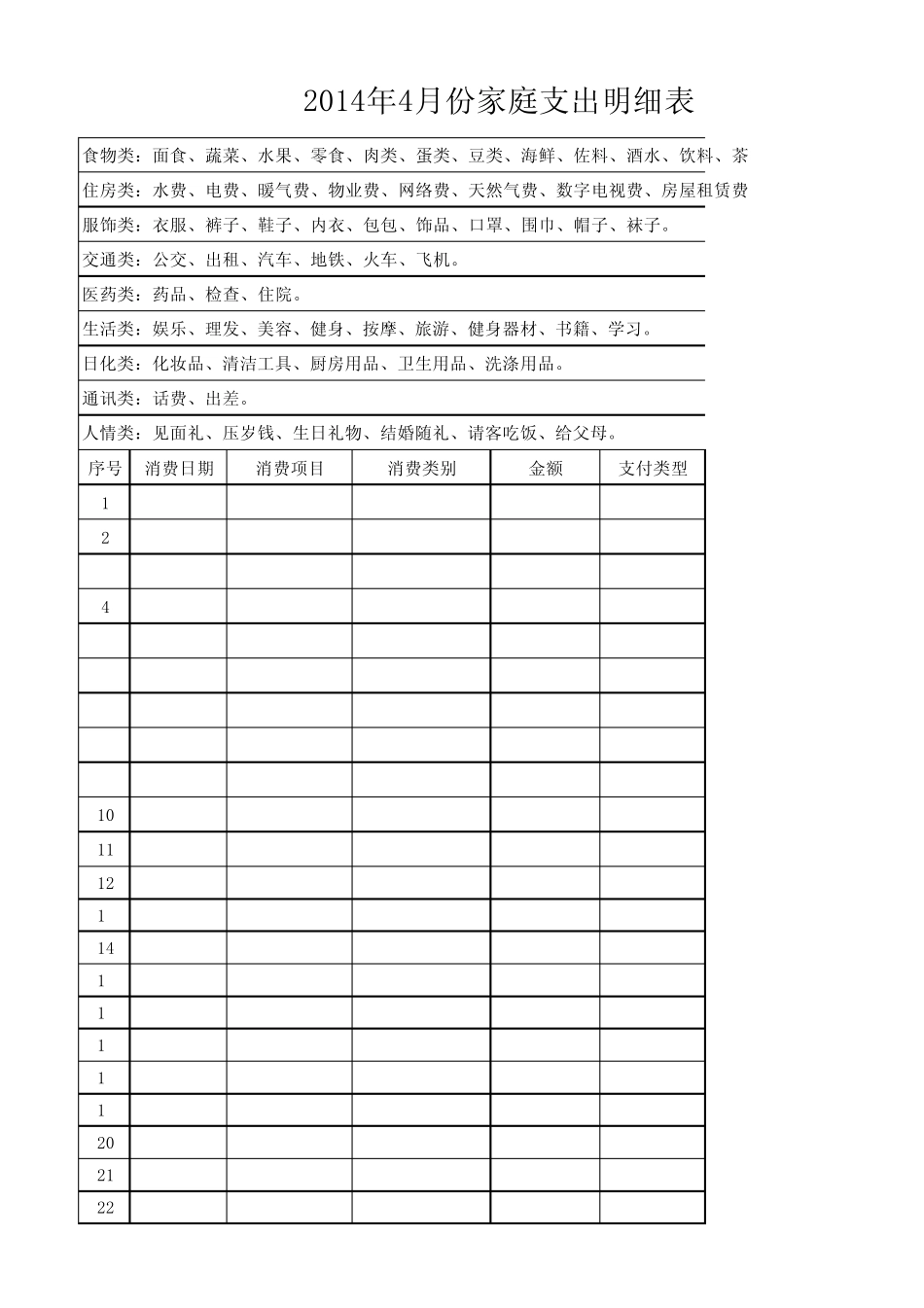 2014超实用的家庭收支明细表_第1页