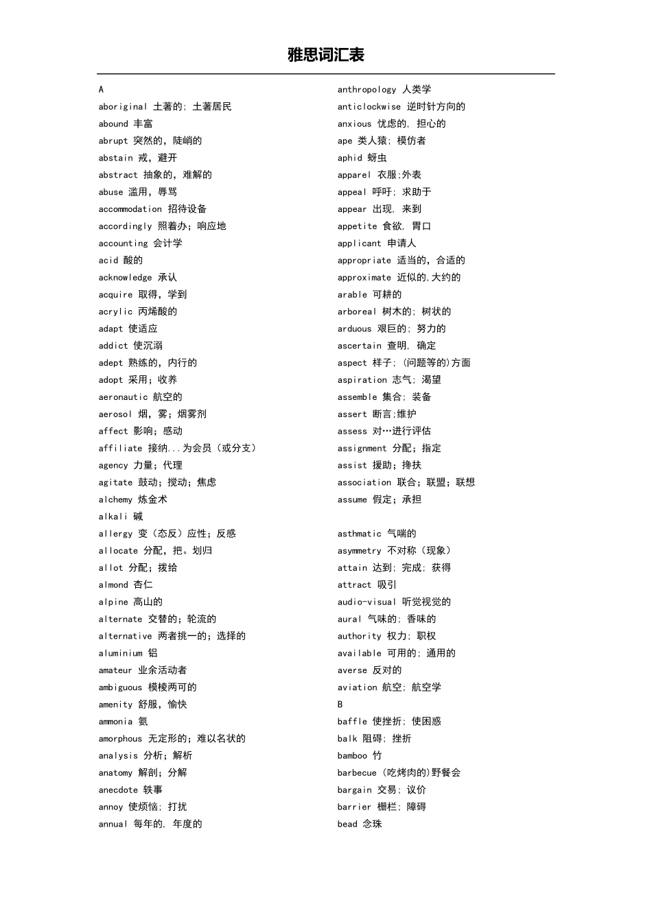 2014雅思词汇表_第1页