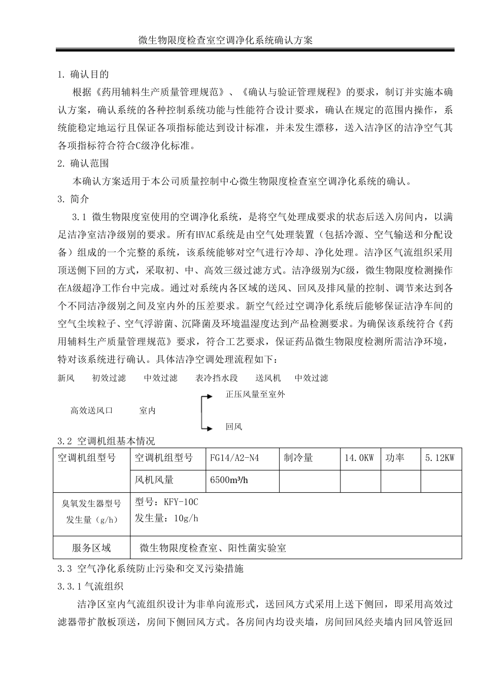2015.12.8微生物限度检查室空调净化系统确认方案_第3页