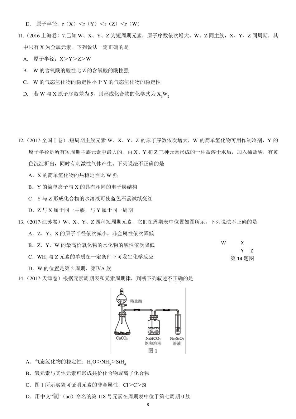 20152018年元素周期表高考真题_第3页