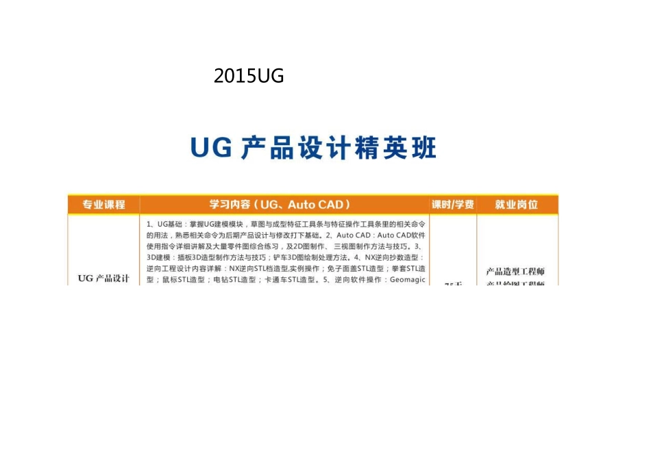 2015UG产品设计教学大纲_第1页