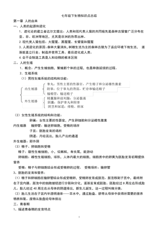 2015七年级下册生物知识点总结