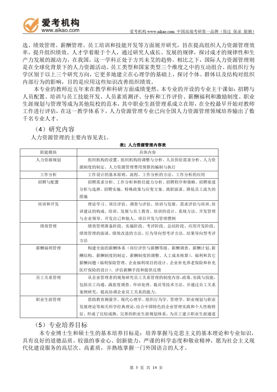 2015中国人民大学人力资源管理考研招生人数参考书报录比复试分数线考研真题考研经验招生简章_第3页