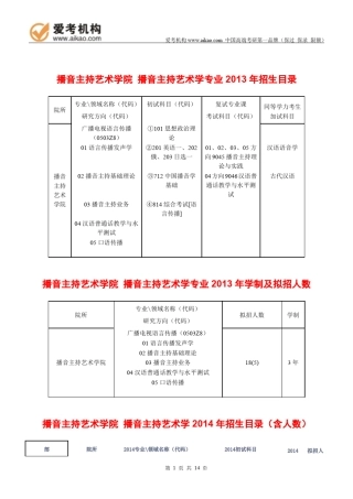 2015中国传媒大学播音主持艺术学考研招生人数参考书报录比复试分数线考研真题考研经验招生简章