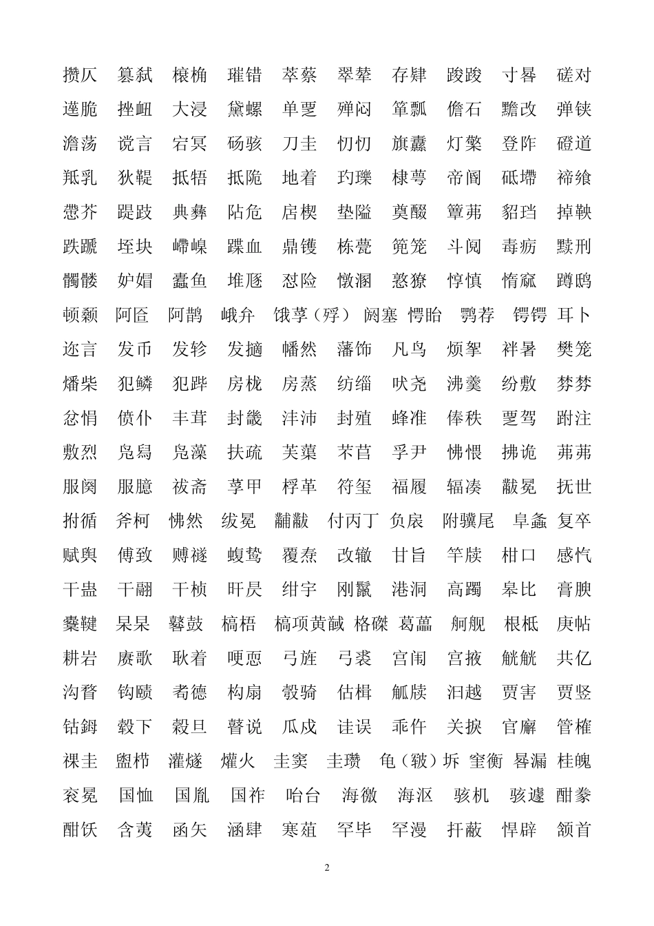 2015中国汉字听写大会词语前瞻(草稿)_第2页