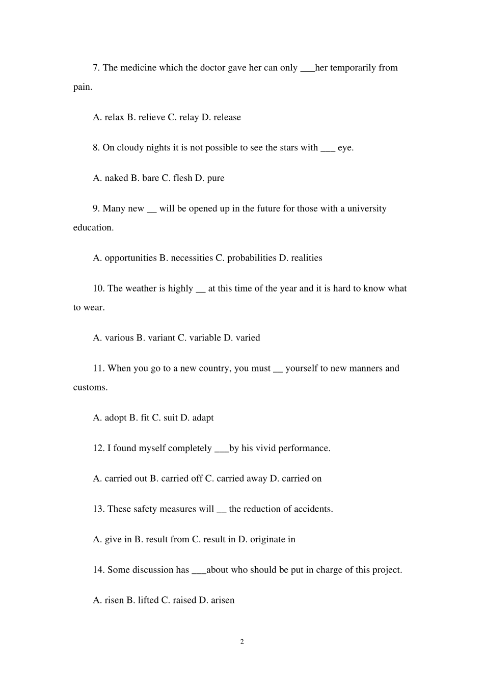 2015中石油职称英语大纲模拟试题及答案解析_第2页