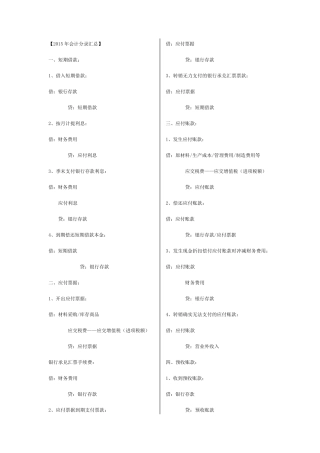 2015初级会计实务会计分录汇总
