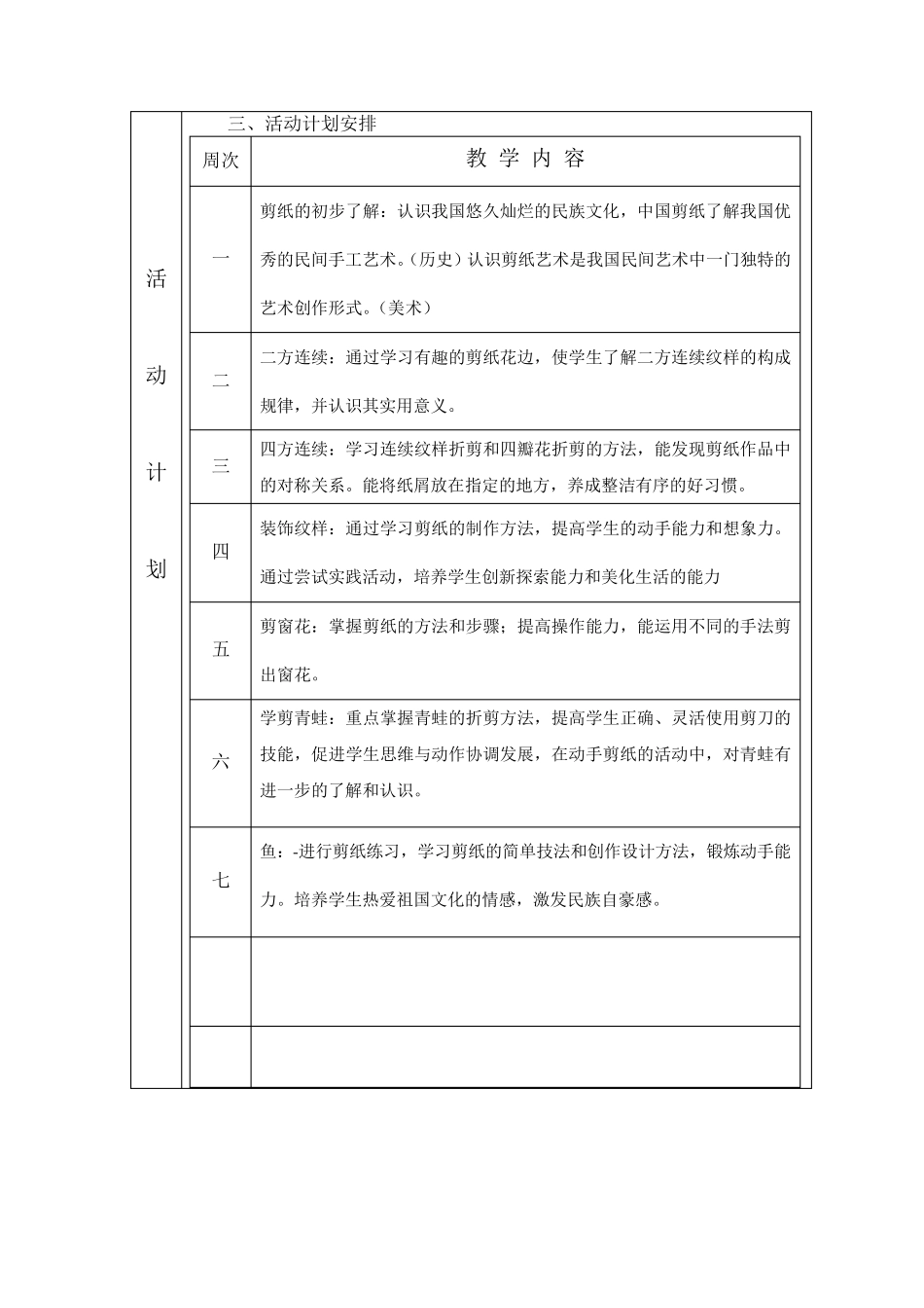 2015学年第二学期剪纸兴趣小组活动教案_第3页