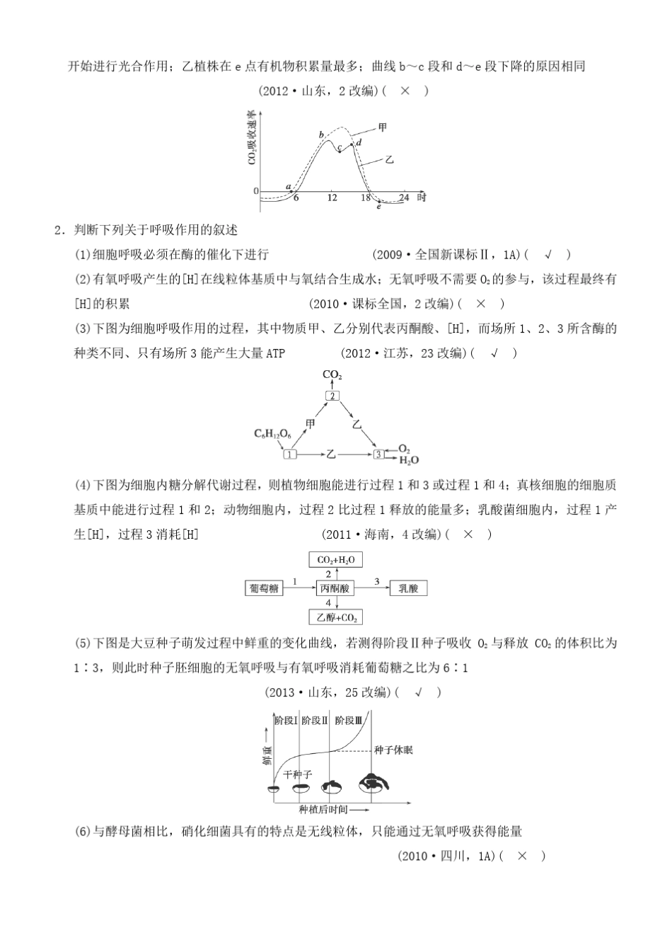 2015届高三生物二轮优化训练：第1部分专题2第2讲光合作用和细胞呼吸_第2页