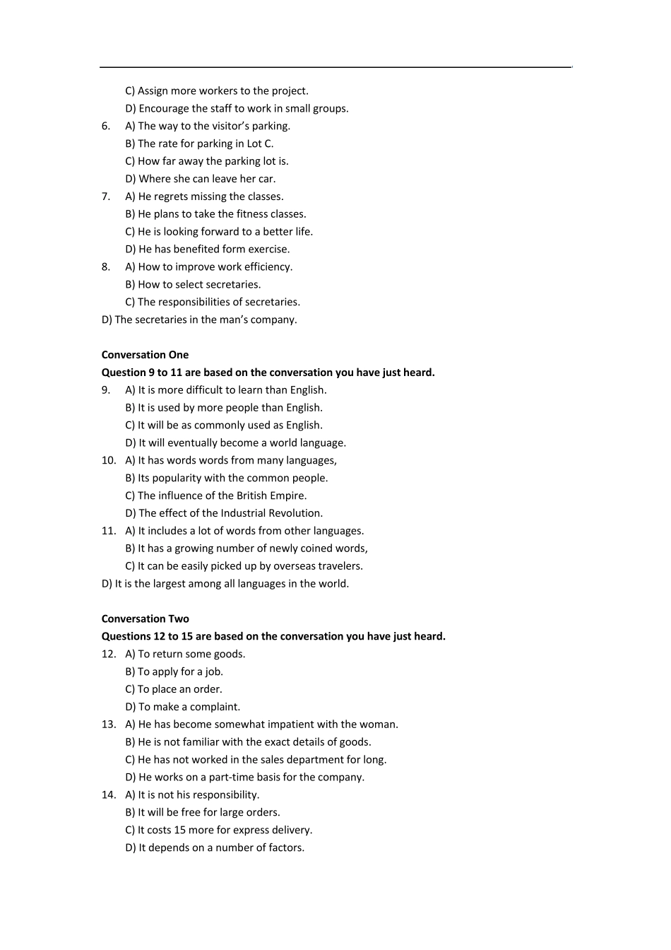 2015年12月大学英语四级考试真题试题一备考族_第2页