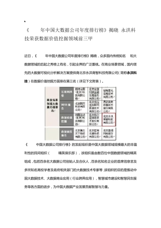 2015年中国大数据公司年度排行榜