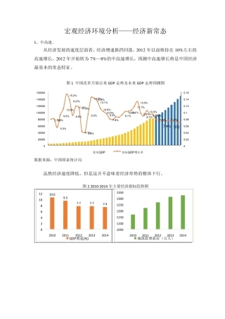 2015年中国宏观经济环境分析——新常态和国际形式