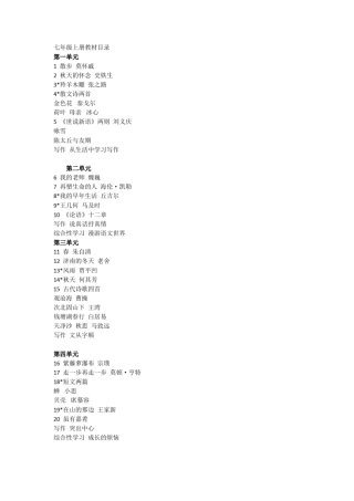 2015年人教版语文教材目录(初二初三用)