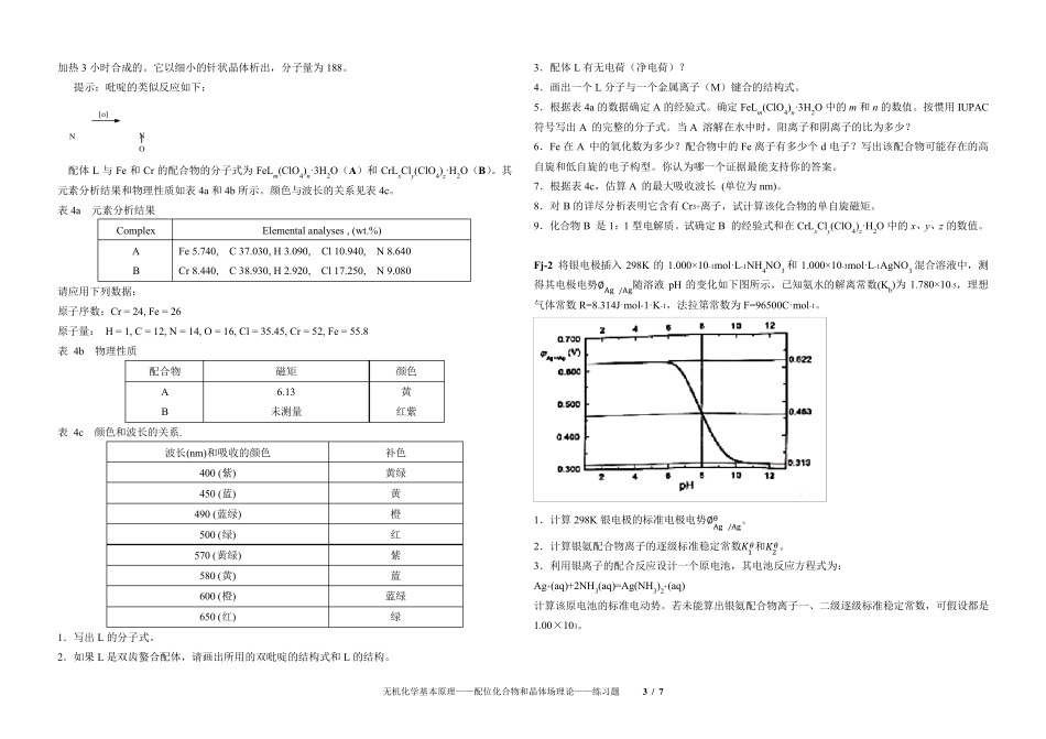 2015年全国高中化学竞赛模拟题配位化合物和晶体场理论_第3页
