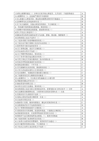 2015年公共课程《实用急救技术》试题答案