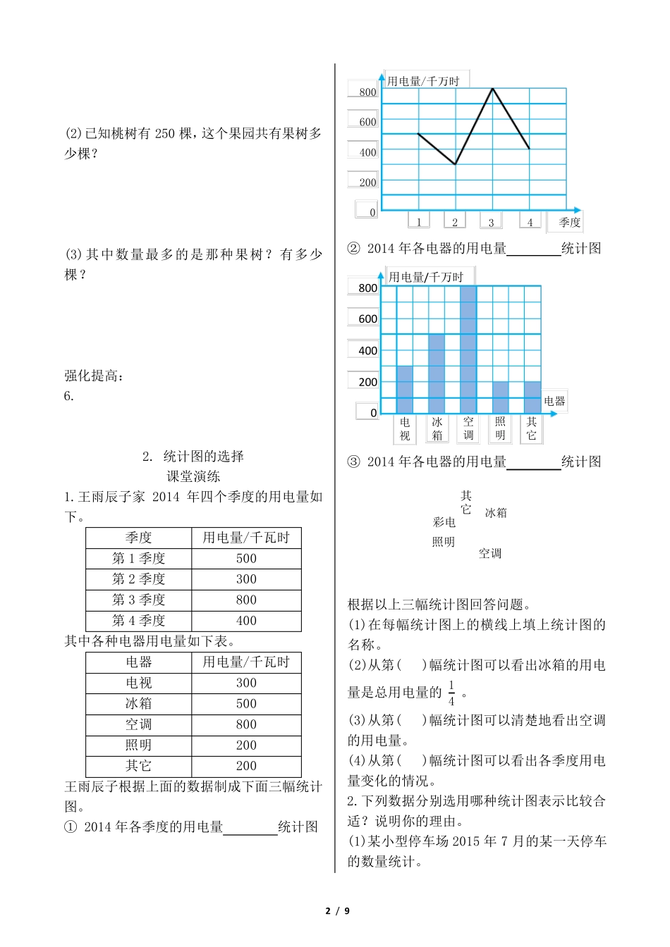 2015年北师大版六年级数学上册第五单元数据处理练习、检测_第2页