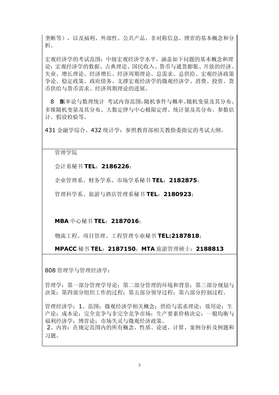 2015年厦门大学硕士生入学考试初试科目考试内容范围说明_第3页