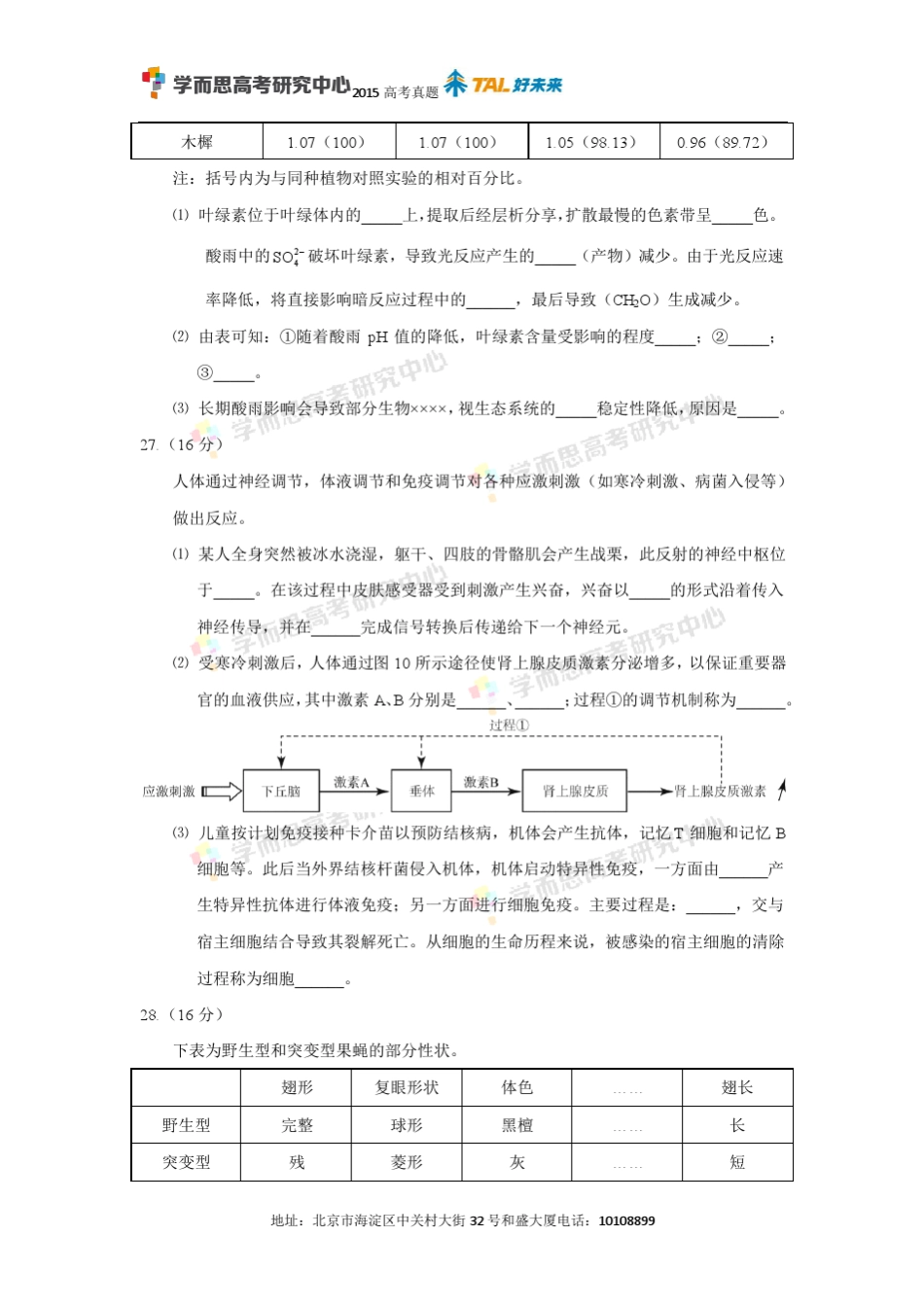 2015年广东高考生物试卷答案以及解析_第3页